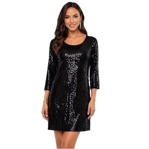 White House Black Market Black Sequin Evening Dress NWT Size M